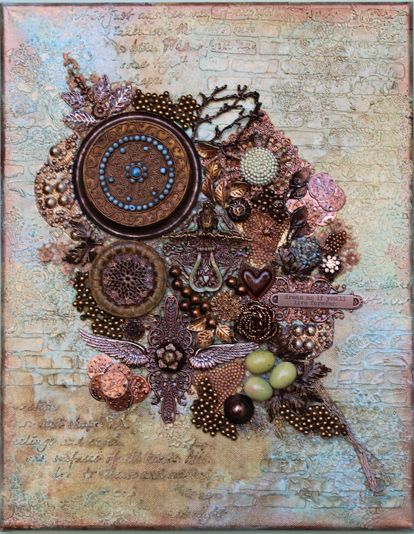 The Garden Wall Found Object Assemblage Art On Canvas